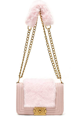 FAUX FUR BAG WITH SHOULDER 7.87*6*2.5(MMA1003) <Bundle>