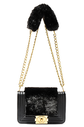 FAUX FUR BAG WITH SHOULDER 7.87*6*2.5(MMA1003) <Bundle>