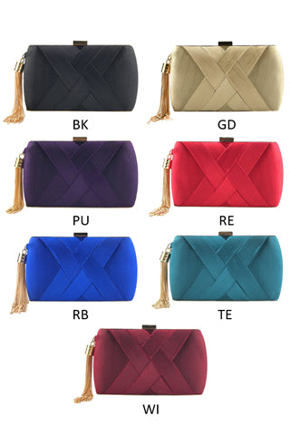 TASSEL SILK EVENING BAG 7.08*4.52*2.75(MMA1009) <Bundle>