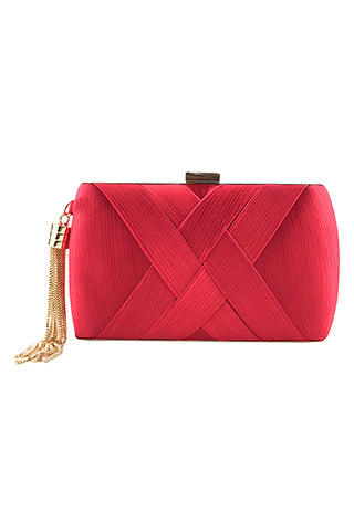 TASSEL SILK EVENING BAG 7.08*4.52*2.75(MMA1009) <Bundle>