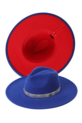 FEDORA HAT WITH STONE CHAIN BRIM 9.5CM(MMA3004) <Bundle>