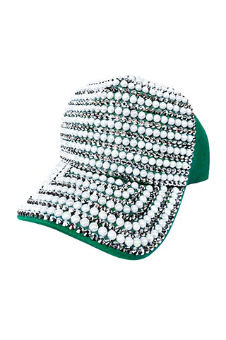 RHINESTONE & PEARL BASEBALL CAP(MMA3006) <Bundle>