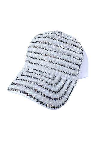 RHINESTONE & PEARL BASEBALL CAP(MMA3006) <Bundle>