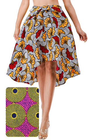 AFRICAN PRINT HIGH LOW SKIRT(MMB9003) <Bundle>