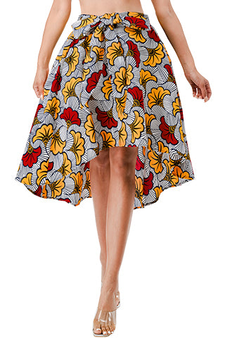 AFRICAN PRINT HIGH LOW SKIRT(MMB9003) <Bundle>