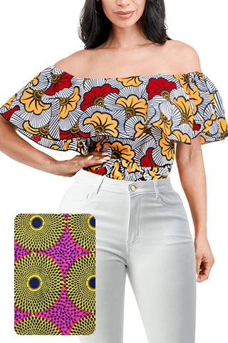 AFRICAN PRINT OFF SHOULDER TOP(MMT6002) <Bundle>