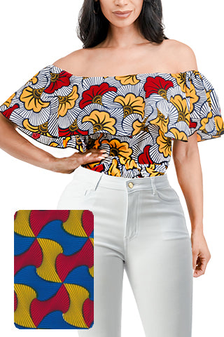 AFRICAN PRINT OFF SHOULDER TOP(MMT6002) <Bundle>