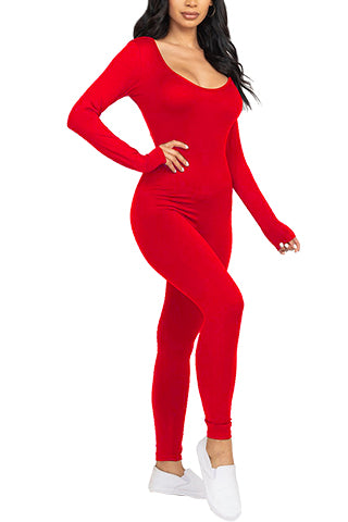 SEAMLESS LONG SLEEVE U-NECK JUMPSUIT(SMJ6937) <Bundle>