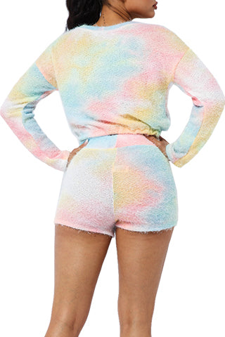 TIE DYE MOHAIR KNIT TOP & SHORTS SET(ST1259) <Bundle>