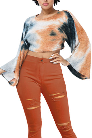 TIE DYE MOHAIR KNIT CROP TOP (T1260) <Bundle>
