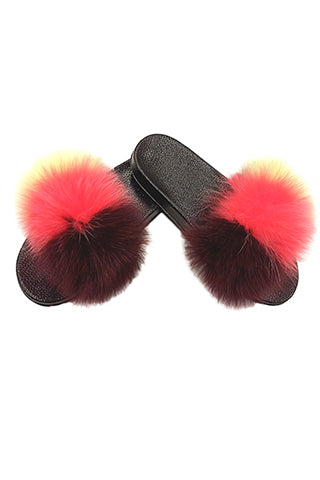 FOX FUR COLOR STRIPE SLIPPER-A(V1) <Bundle>