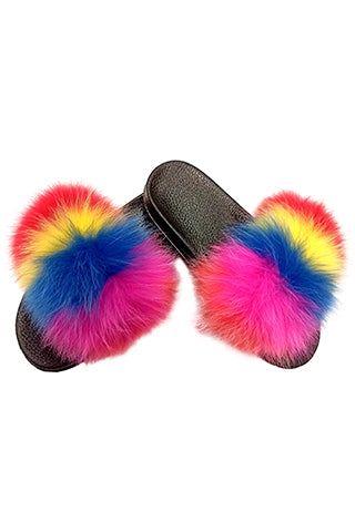 FOX FUR COLOR STRIPE SLIPPER-A(V5) <Bundle>