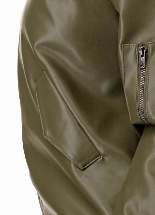 PADDED LONG FAUX LEATHER JACKET(MMO4005) <Bundle>