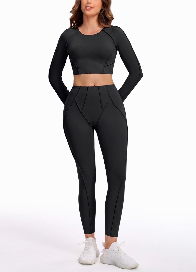 SEAM-EXPOSED SLIM-FIT LONG YOGA SET(MMS3023) <Bundle>