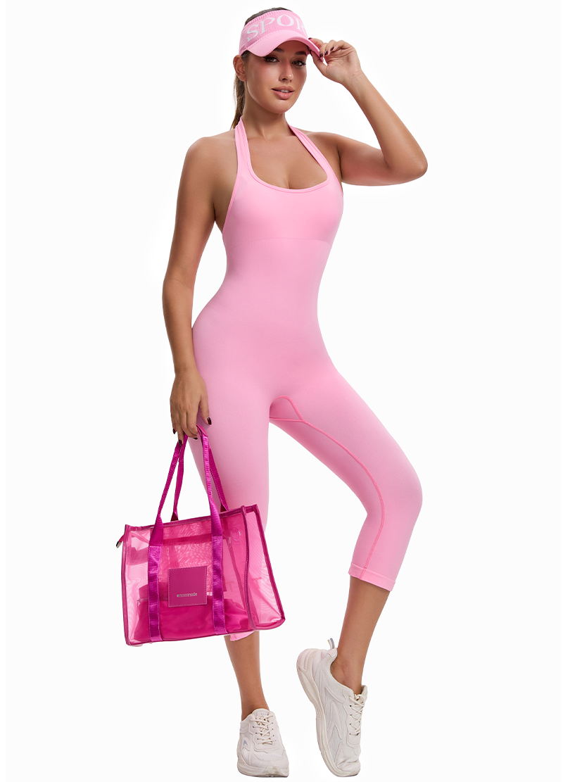 HALTER NECK CAPRI JUMPSUIT WITH BRA PAD(MMJ1058) <Bundle>