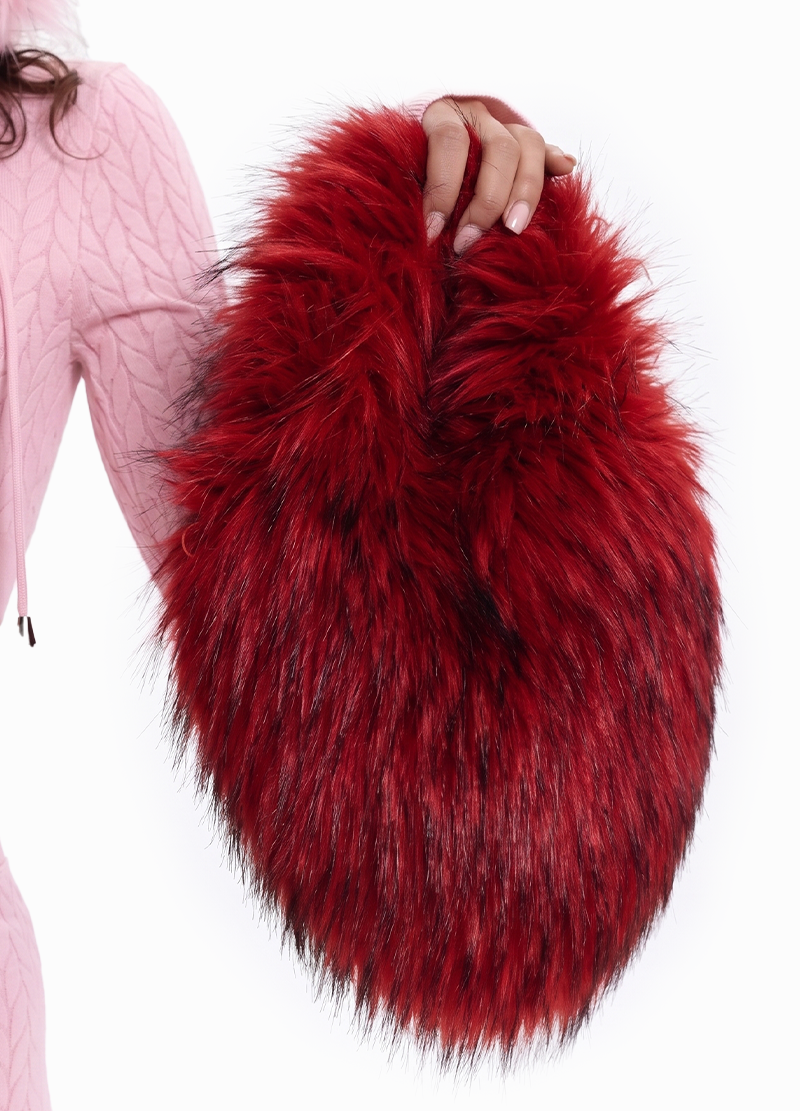 FUZZY FAUX FUR HEART SMALL BAG(MMA1066) <Bundle>