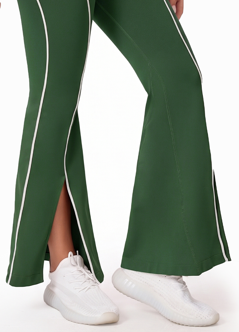STAND COLLAR ZIP CROP JACKET & SIDE-SLIT FLARE PANTS SET(MMS1026) <Bundle>