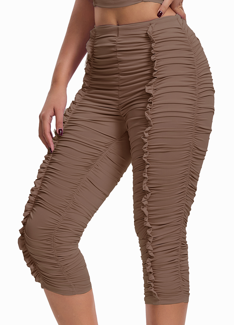 CRINKLED TEXTURE HALTER TIE TOP & KNEE-LENGTH SHORTS SET(MMS7034) <Bundle>