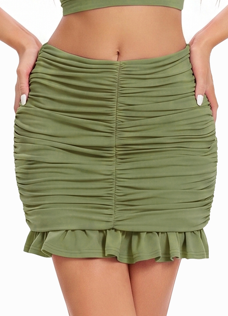 RUCHED TIE HALTER TOP & RUCHED FISHTAIL HEM BODYCON SKIRT SET(MMS8040) <Bundle>