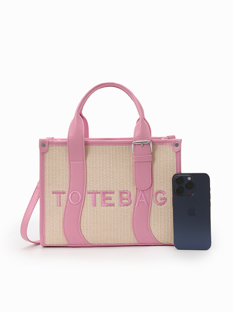 STRAW CONTRAST TOTE BAG(MMA1087) <Bundle>