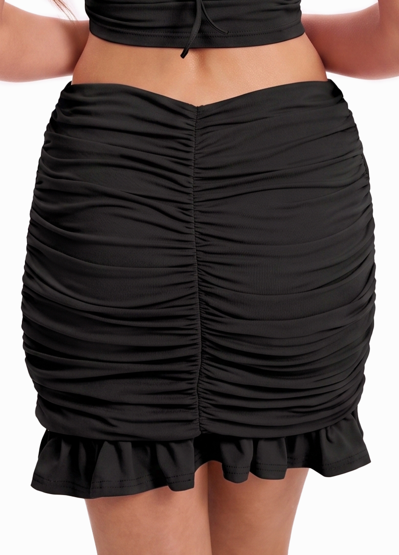 RUCHED TIE HALTER TOP & RUCHED FISHTAIL HEM BODYCON SKIRT SET(MMS8040) <Bundle>