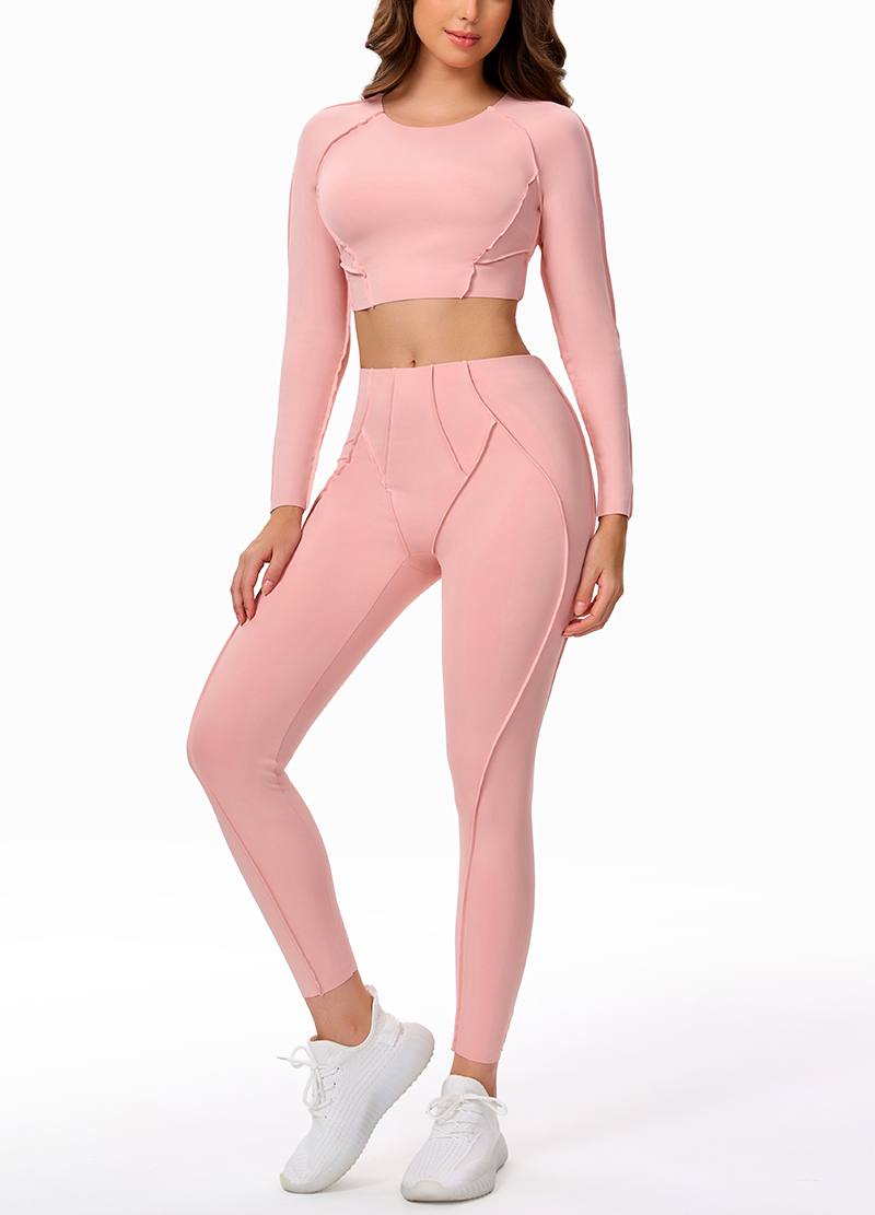 SEAM-EXPOSED SLIM-FIT LONG YOGA SET(MMS3023) <Bundle>