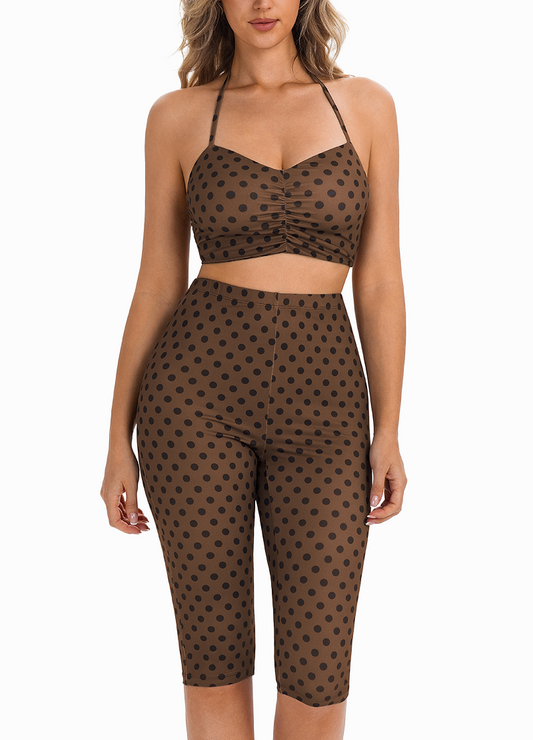 POLKA DOT HALTER TOP & KNEE-LENGTH SHORTS SET(MMS7030) <Bundle>