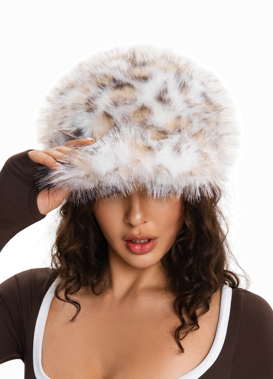 FAUX FUR LEOPARD PRINT BASEBALL CAP(MMA3013) <Bundle>