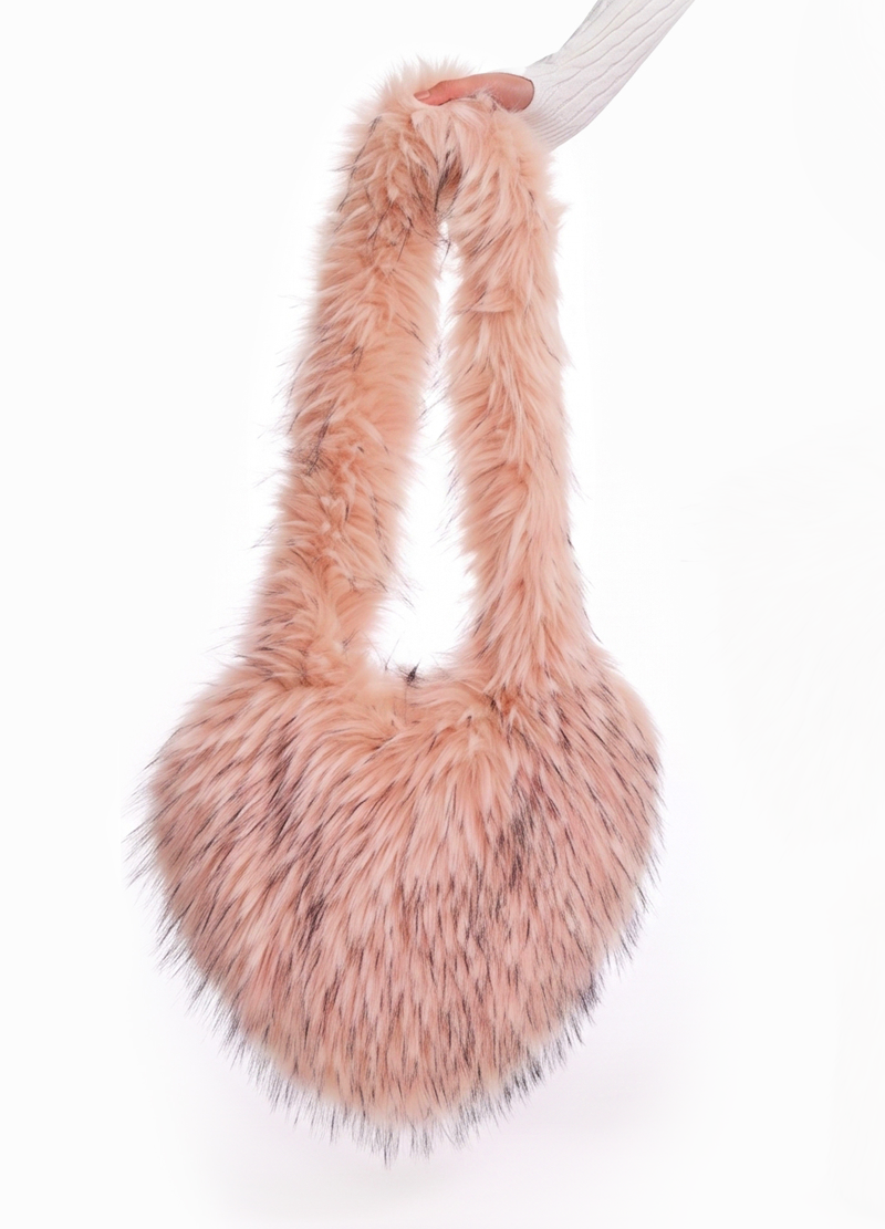 FUZZY FAUX FUR HEART BAG(MMA1014N) <Bundle>