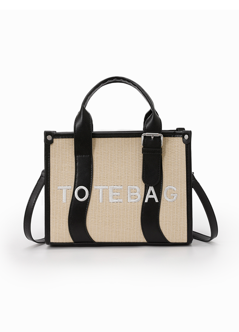 STRAW CONTRAST TOTE BAG(MMA1087) <Bundle>
