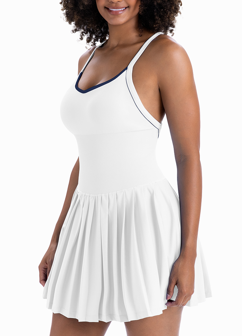 CROSS-BACK ADJUSTABLE STRAP PLEATED DRESS(MMD3032) <Bundle>