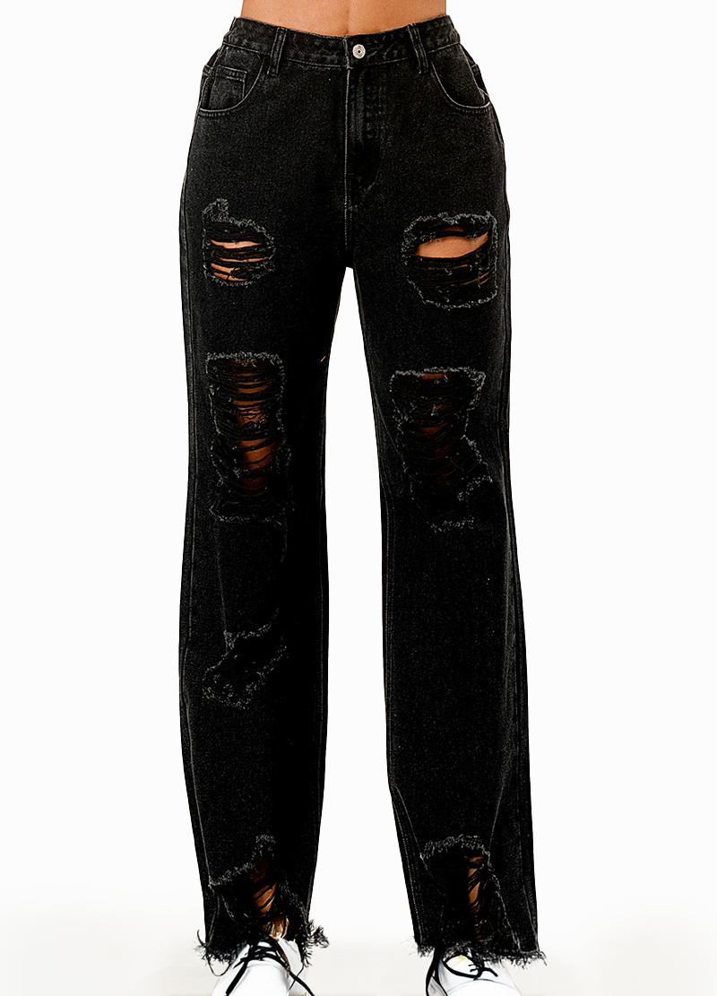 DESTROYED WIDE LEG DENIM PANTS(MMB2003) <Bundle>