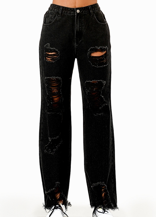 DESTROYED WIDE LEG DENIM PANTS(MMB2003) <Bundle>