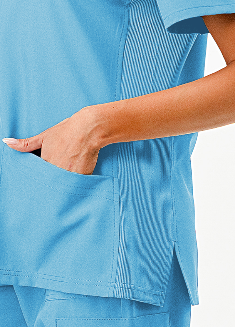 SCRUBS TOP WITH SIDE RIB(DWHT1001) <Bundle>