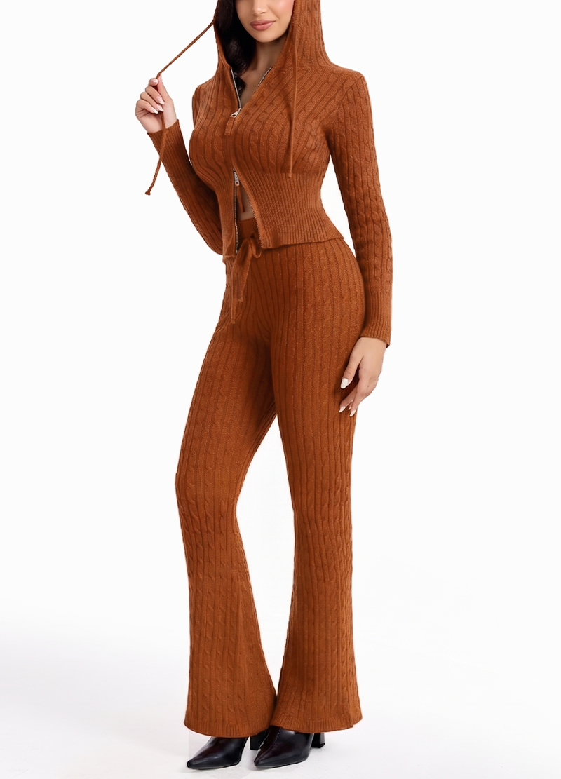 ZIP UP CABLE HOODIE SWEATER SET(MMS9008) <Bundle>