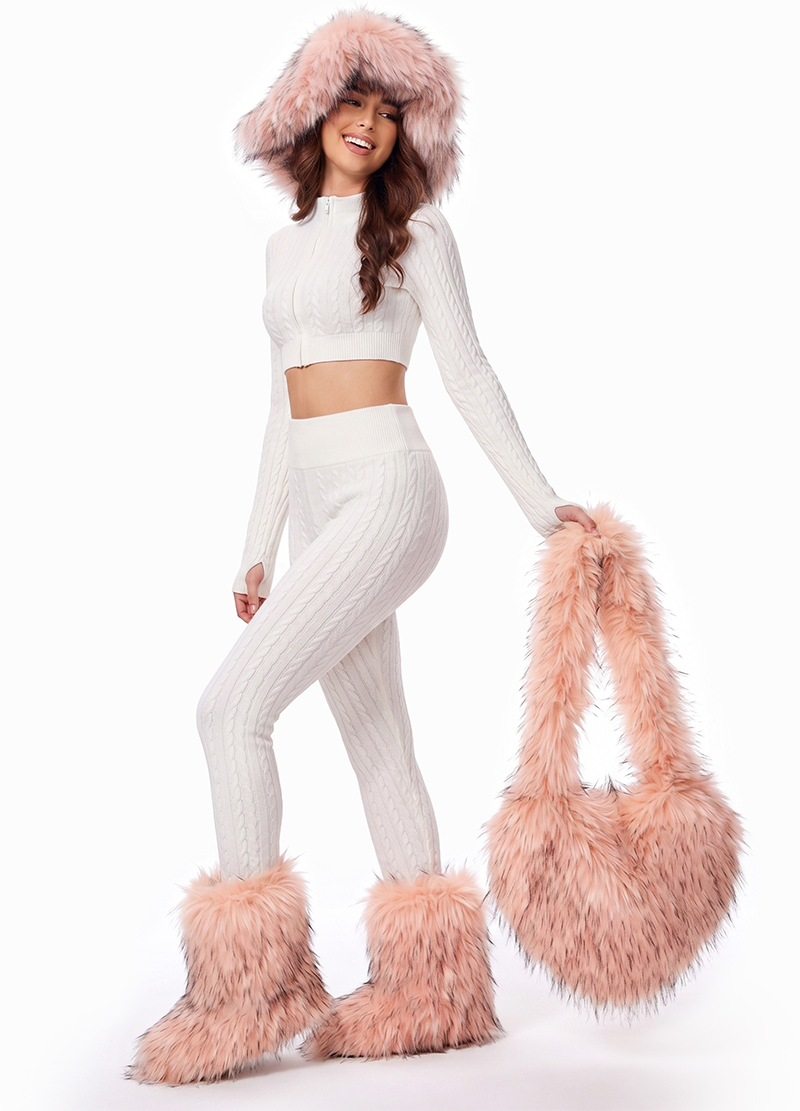 FUZZY FAUX FUR HEART BAG(MMA1014N) <Bundle>
