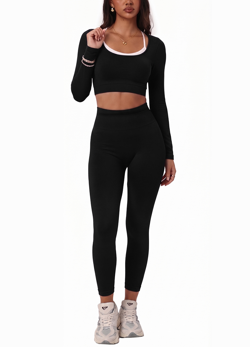 WHITE BRA & BACKLESS LONG SLEEVE & LEGGINGS 3PCS SET(MMS3025) <Bundle>