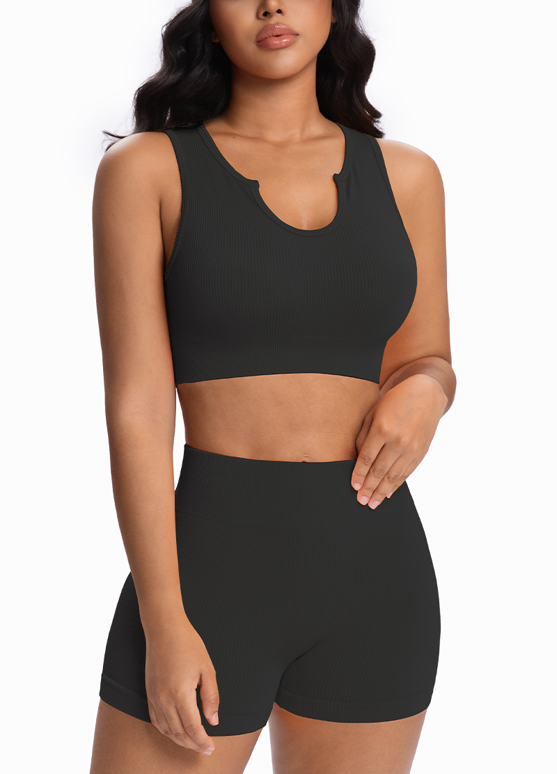 KEY HOLE SEAMLESS RIB SHORTS SET(MMS7041) <Bundle>