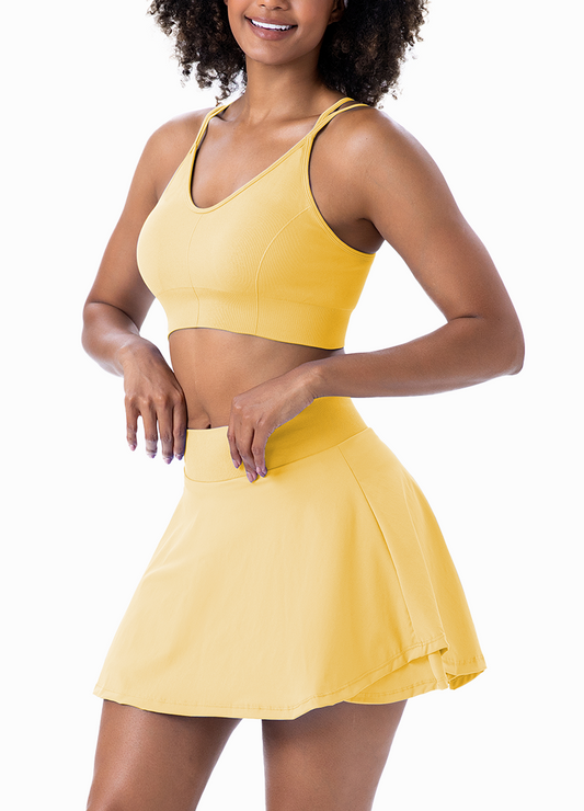 CROSS-BACK DOUBLE-LAYERED SKIRTS SET(MMS8034) <Bundle>