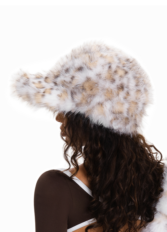 FAUX FUR LEOPARD PRINT BASEBALL CAP(MMA3013) <Bundle>