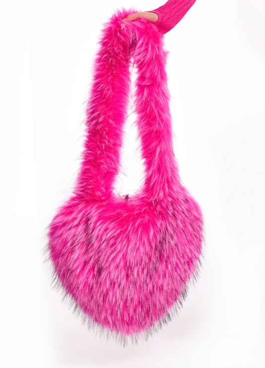 FUZZY FAUX FUR HEART BAG(MMA1014N) <Bundle>
