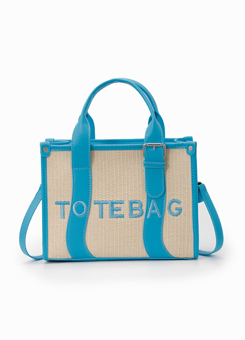 STRAW CONTRAST TOTE BAG(MMA1087) <Bundle>