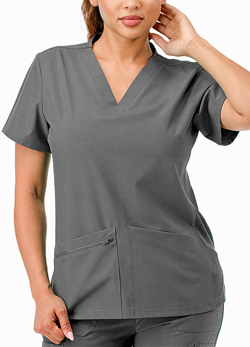SCRUBS TOP WITH SIDE RIB(DWHT1001) <Bundle>