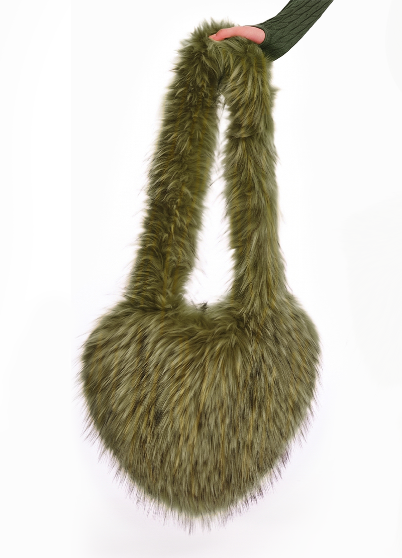 FUZZY FAUX FUR HEART BAG(MMA1014N) <Bundle>