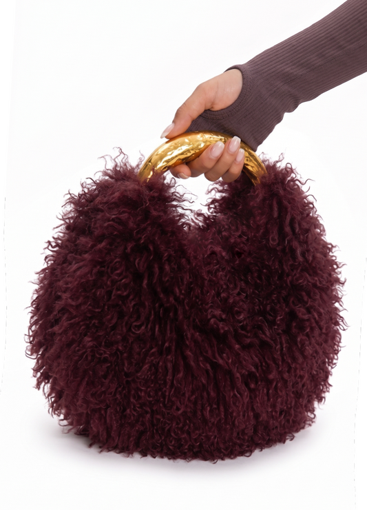FUZZY FAUX LAMBSWOOL FUR DISTRESSED METALLIC BAG(MMA1102) <Bundle>