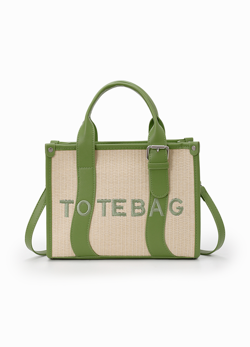 STRAW CONTRAST TOTE BAG(MMA1087) <Bundle>