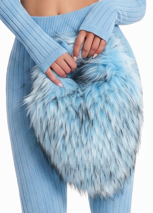 FUZZY FAUX FUR HEART SMALL BAG(MMA1066) <Bundle>