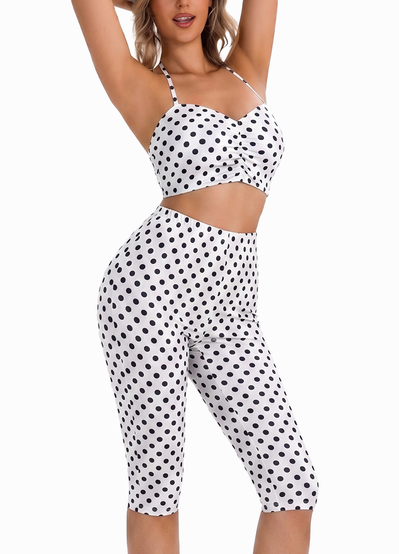 POLKA DOT HALTER TOP & KNEE-LENGTH SHORTS SET(MMS7030) <Bundle>