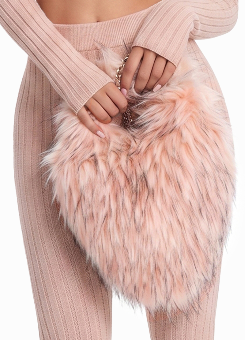 FUZZY FAUX FUR HEART SMALL BAG(MMA1066) <Bundle>