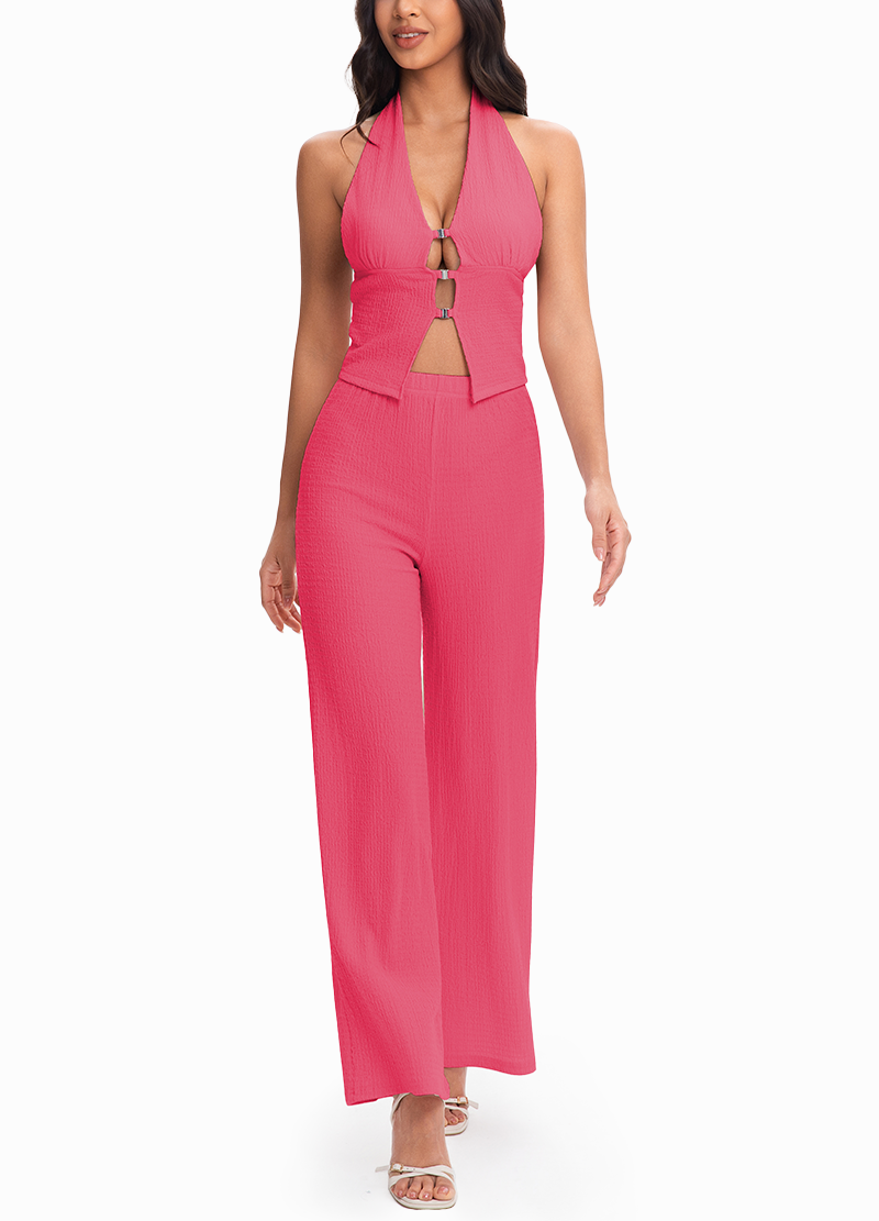 THREE-BUTTON OPEN VEST WIDE-LEG PANTS SET(MMS5021) <Bundle>